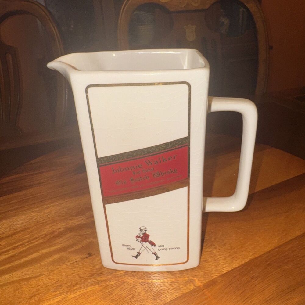 Vintage Johnnie Walker Red Label Old Scotch Whisky Ceramic Ivory Pitcher England
